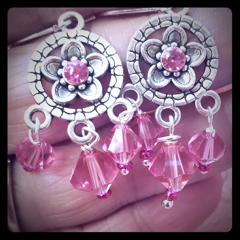 Rose Crystal Chandelier Earrings